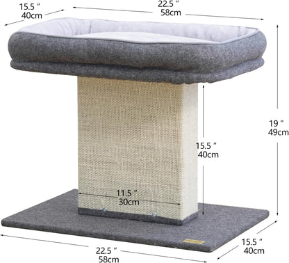 Catry Cat Perch with Washable Replaceable Bed & Wide Sisal Scratching Post | Cat Tree with Washable Replaceable Bed for Large Cats, Thick Sisal Scratching Post, Sturdy Cat Tower, Easy Assembly Cat Tree2