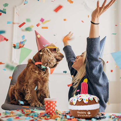 Lilfrd Dog Birthday Toy, Birthday Cake Toys for Puppy Gifts, Squeaky Plush Dog Toys | Perfect for Birthday Party, Interactive Play, Suitable for Small Medium Breed Dogs5