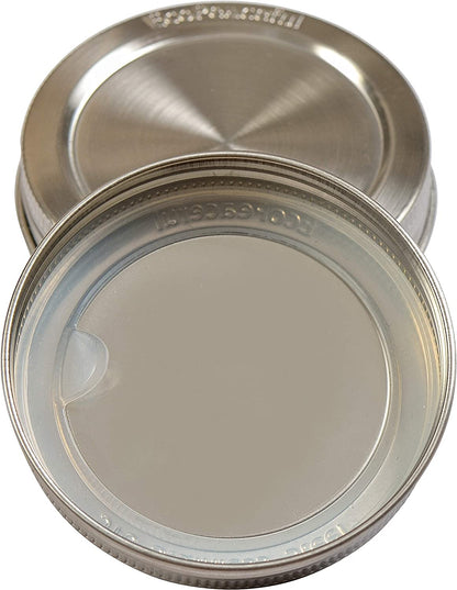 316 Surgical Stainless Steel Mason Jar Lids WIDE Mouth -ORIGINAL DESIGN- Stackable W/Pull-Tab Silicone Ring Seal. Rust-Proof, Airtight, Leak-Proof, Bpa-Free, Pvc-Free - Not for Canning6