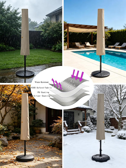 Umbrella Cover for 6Ft to 9Ft Patio Umbrellas, Waterproof and Durable Market Umbrella Cover with Zipper and Rod6