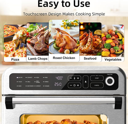 Air Fryer & Toaster Oven 19 QT, 12-In-1 Functions, Air Fry, Broil, Keep Warm, Bake, Defrost, Ouchscreen Controls, Nonstick & 75-450℉, Dishwasher-Safe Accessories, Stainless Steel6