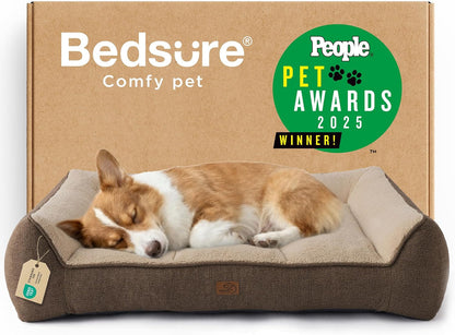 Bedsure Supportmax™ XL Orthopedic Dog Beds Large Sized Dog - Extra Thick Supportive Dogs Couch with Waterproof Washable Cover, Extra Large Comfort Pet Sofa with Soft Sherpa & Nonskid Bottom, Grey, 42"31