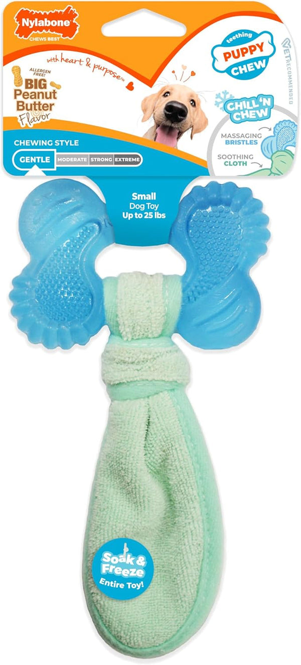 Nylabone Puppy Chew 2-In-1 Teething Freezer Bone Dog Chew Toy, Small | Peanut Butter Flavor, Teething Toys for Puppies, Puppy Teething Freezable to Soothe Sore Gums, for Small Puppies up to 25 Lbs1