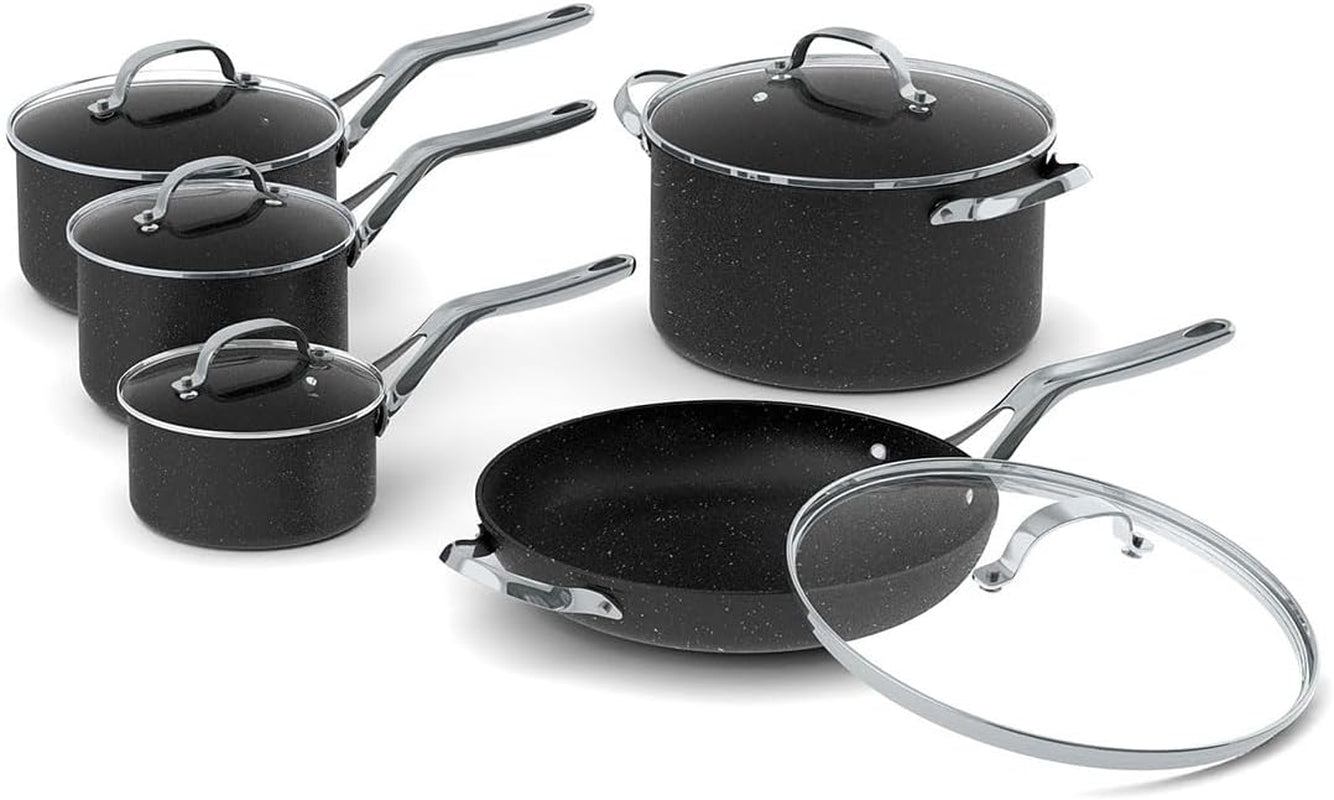 the-rock-10pc-non-stick-cookware-set-forged-aluminum-black-non-stick-saucepans-fry-pan-rock-tec-surface-oven-safe-even-heating-everyday-cookware-set