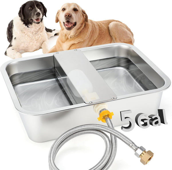 BWOGUE 3 Gal Automatic Dog Water Dispenser, Stainless Steel Bowl for Dogs | Automatic Dog Water Bowl Dispenser, Float Valve Control, Outdoor Use, Easy to Mount & Clean, Large Dogs, Cats, Chickens10