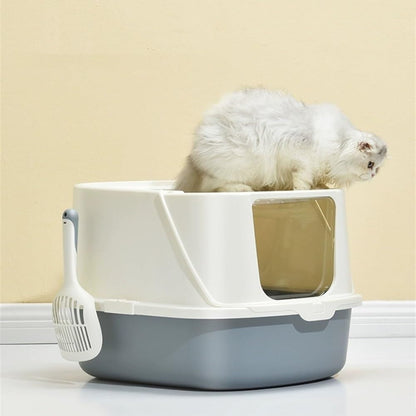 Pet Supplies, Cat Litter Box with Scoop,Enclosed Design for Large Cats, Easy Clean(Pink)3
