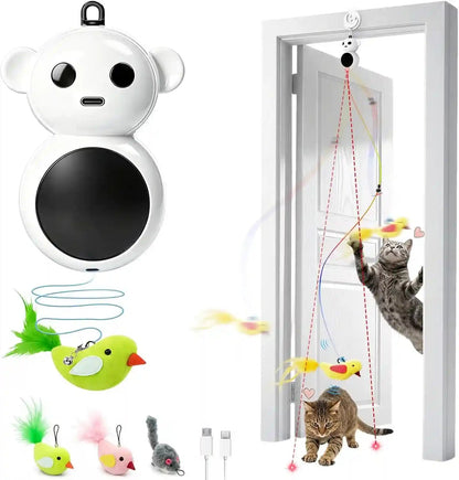 Interactive Cat Toys for Indoor Cats - Automatic Laser Cat Toys, Flying Bird Feather Cat Wand Toy, Best Kitten & Adult Cat Enrichment Stimulation Toy Hanging Electric Kitty Toys for Bored Cats (Beige)12