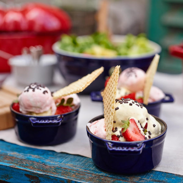 STAUB Ceramic Dutch Oven 3-Piece Mini round Cocotte, Dark Blue4