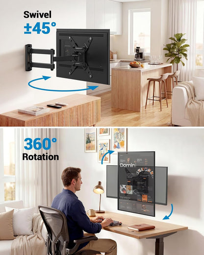 Full Motion TV Wall Mount for Echo Show 21/15 and 13-43 Inch Flat Curved Screen Tvs & Monitors, Max VESA 200X200Mm up to 44Lbs, TV Mount Wall Bracket with Rotation Swivel Tilt Extension5