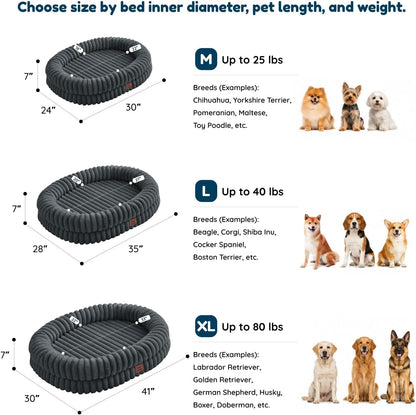 Chixnuggle Orthopedic Dog Bed, Washable Cover, Faux Fur Bolster Pet Couch | Waterproof,Egg Crate Foam,Non-Slip Bottom,For Small Medium Dogs,Dark Grey,30*24*7,Dog Sofa,Puppy Bed2