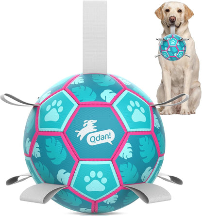 QDAN Dog Balls, 6 Inch Dog Soccer Ball with Straps, Herding Balls for Dogs | Outdoor Dog Toys Balls for 20-40 Lb Dogs, Puppy Ball to Keep Them Busy, Dog Pool Water Play Toy, Puppy Birthday Gifts16