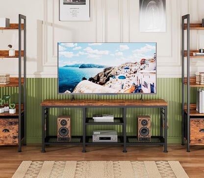 TV Stand for Tvs up to 55 Inch, Entertainment Center with Open Storage Shelves, Media Console Table with Soundbar Shelf for Living Room, Bedroom, Rustic Brown8
