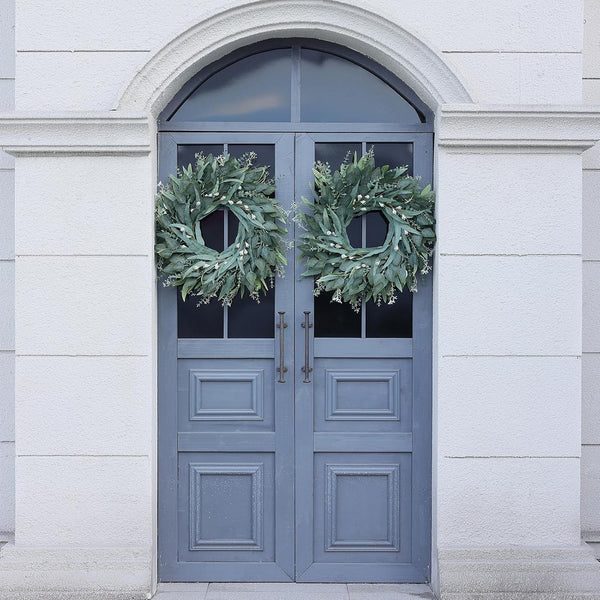 26" Large Artificial Eucalyptus Wreath with Seeds for Front Door(Green) | 3 Different Shape of Eucalyptus Leaves, Realistic Fake Wreath, for Window/Farmhouse/Porch/Home/Holiday/Wall/Outdoor Decor4
