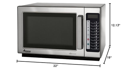 RCS10TS 1000 Watt Stackable Countertop Commercial Microwave with Push Button Controls for Restaurant Buffet Catering Service | 1.2 Cu. Ft, 22"W X 19"D X 13-7/8"H, Stainless Steel, 120V, NSF2