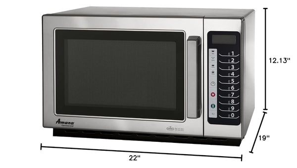 RCS10TS 1000 Watt Stackable Countertop Commercial Microwave with Push Button Controls for Restaurant Buffet Catering Service | 1.2 Cu. Ft, 22"W X 19"D X 13-7/8"H, Stainless Steel, 120V, NSF2