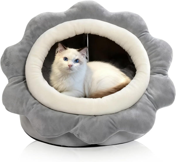 Cat Beds for Indoor Cats-Rabbit-Shaped Cat Cave Bed with Hanging Toy,Grey M | Super Soft Calming Cat Tent House for Kitten&Puppy,Warm Plush&Machine Washable&Removable Cushioned Pad,Cute Cat Hideaway12