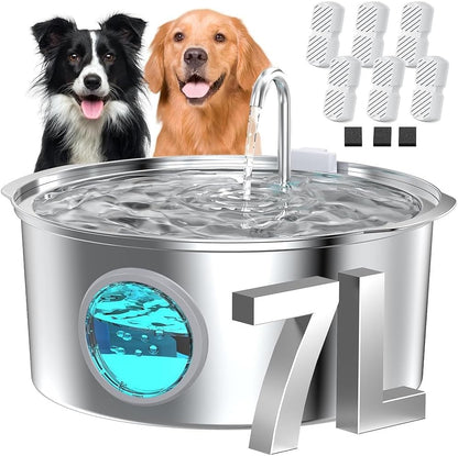 Dog Water Fountain for Large Dogs: 7L/236Oz/1.8G Dog Fountain Stainless Steel - Big Cat Drinking Fountain Indoor - Super Quiet Water Fountain for Dogs inside - for Large Dog Cats & Multi-Pet Home11