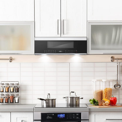 30 In. Stellar Coll 1.2 Cu Ft Slim over the Range Microwave Vent Fan, Black |  COS-3012ORLP1SS 1000W, Automatic Presets, Touch Controls, Sensor Cooking, LED Lighting, Defrost Functions3
