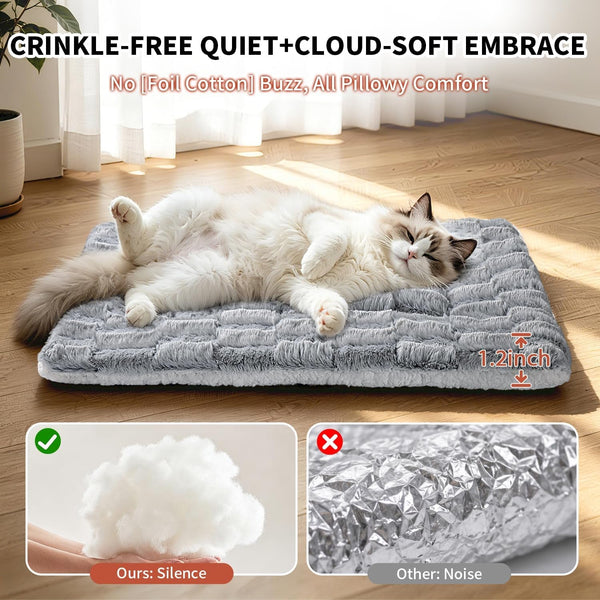 Cat Bed, Cat Beds for Indoor Cats - Reversible Self Warming Cat Bed Mat with Ridged Chenille Texture, Ultra Plush Double Sided Thermal Kitten Bed & Mat, 23.6" X 15.7", Machine Washable3