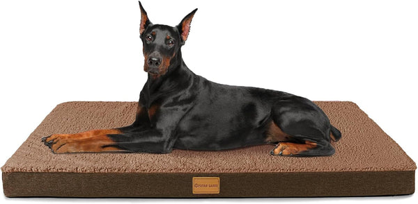 Patas Lague Orthopedic Dog Bed Large Sized Dog 36''X24'',Soft Waterproof Egg Crate Foam Medium Pet Crate Beds Mat with Removable Washable Cover and Non-Slip Bottom, Black24