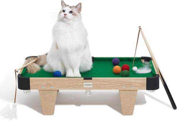 VETRESKA 4 in 1 Cat Toys Mini Pool Table, Gift for Cats, Feather Wand Toy Cat Billiard Ball Puzzle Toy, Pool Table with Scratching Post, Cat Interactive Exercise Play Rest Beds & Furniture | Cats Toys Gift, Feather Wand Toy Cat Billiard Ball Puzzle Toy, Pool Table W/ Scratching Post Activity Fun Furniture1