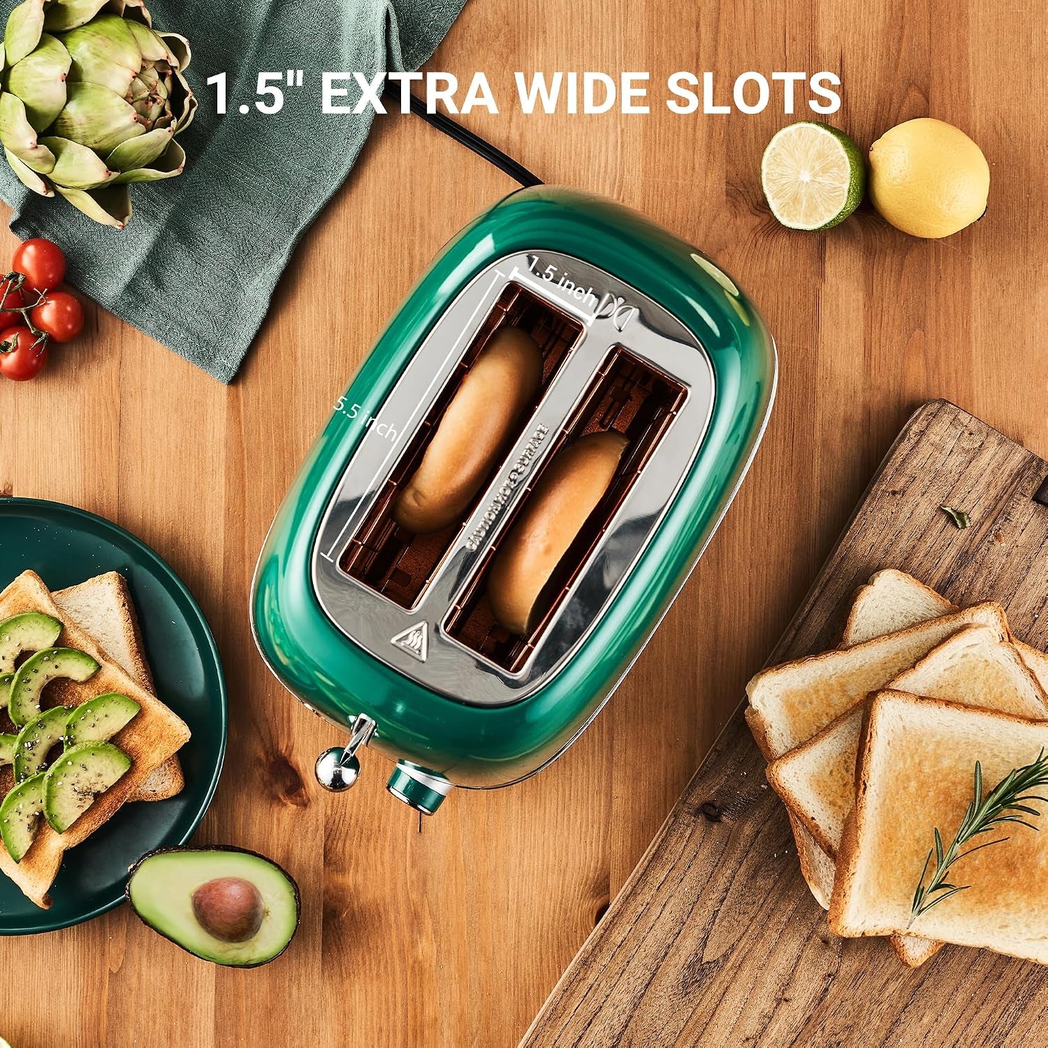 2-slice-toaster-retro-stainless-steel-with-bagel-cancel-and-defrost-functions-6-bread-shade-settings-extra-wide-slots-and-removable-crumb-tray-green