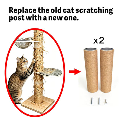 Replacement Cat Scratching Sisal Post Length 17.72In（45Cm） Cat Tree Cat Scratching Post Extension Post with M10 Screw Replacement Cat Scratching Post Part (17,72 * 2)5
