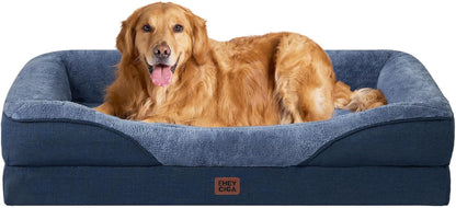 EHEYCIGA Orthopedic XL Dog Bed for Large Sized Dog, 42X30 Inch Extra Large Memory Foam Dog Couch Bed with Sides, Waterproof Liner & Washable Removable Cover, Bolster Pet Sofa, Grey36