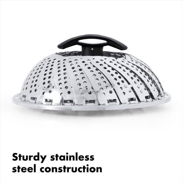 OXO Good Grips Steamer Basket - Stainless Steel, 8 Inch Diameter | Collapsible, Vegetable Steamer Insert, Adjustable Handle, Fits Multiple Pot Sizes, Dishwasher Safe2