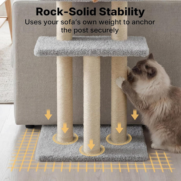 Veehoo Cat Perch with Cat Scratching Post, Couch Corner Protector for Cats | Tall Scratch Post with Cats Bed for Indoor Cats, Size S Fits 23"–24" High Sofa Armrest4