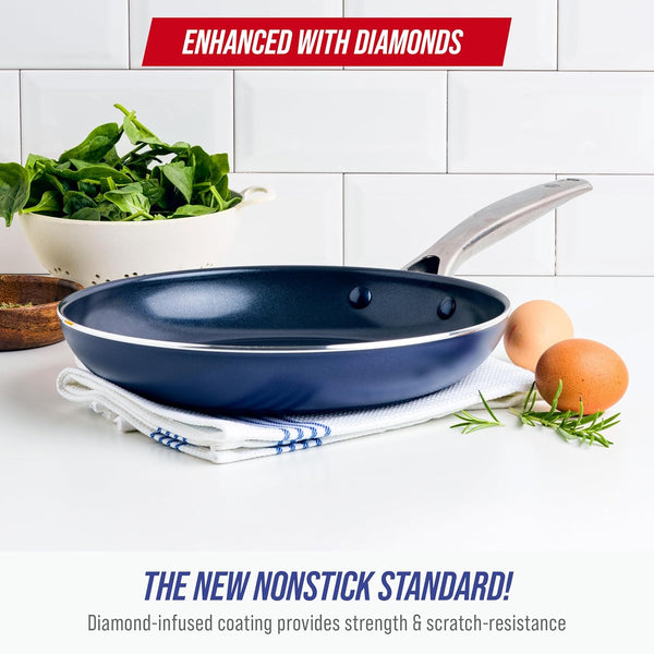 10" Diamond Infused Ceramic Nonstick Frying Pan Skillet, Blue | Pfas-Free Ceramic Nonstick, Dishwasher & Oven Safe, Stay Cool Handle, Durable Metal Utensil Safe, Egg & Omelet Pan2