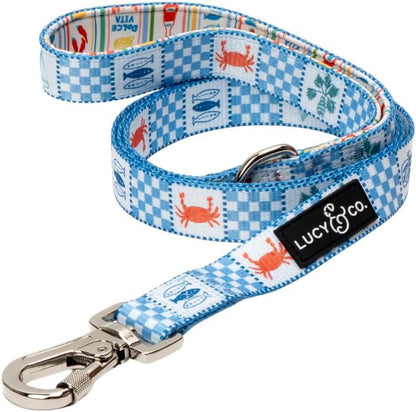 Lucy & Co. Cheery Cherries - Designer Dog Leash for Small to Large Dogs - Padded Handle for Comfort - Large, Red Gingham Cherries - 5 Foot17