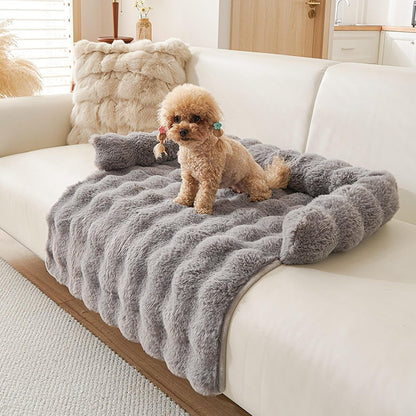 Calming Dog Bed for Couch, 29.5 X 29.5 Inch, Non-Slip Rabbit-Velvet Dog Sofa Mat for Furniture Protector, Perfect for Small, Medium Dogs and Cats (Khaki, Medium)9