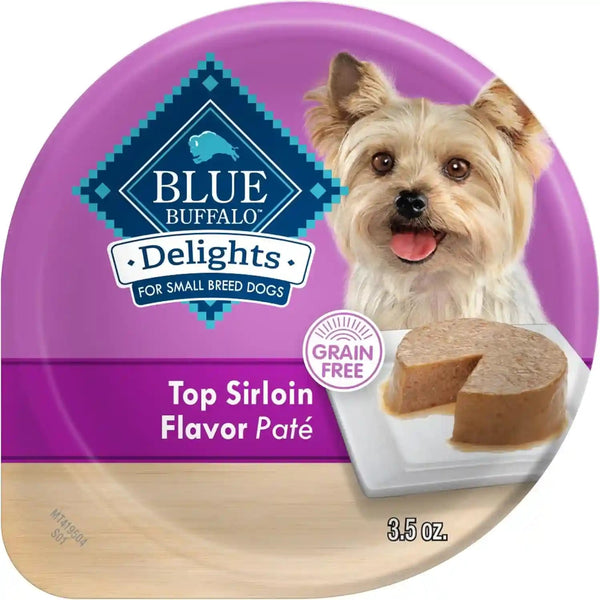 Blue Buffalo Delights Variety Pack Natural Grain Free Wet Dog Food for Small Breed Dogs (Top Sirloin Flavor Paté and Grilled Chicken Flavor Paté) with Natural Ingredients, 3.5-Oz. Each (12 Cups)19
