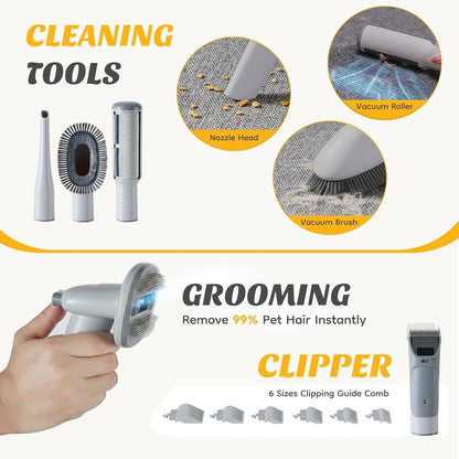 NEWBULIG Pet Grooming Vacuum Kit for Cats and Dogs, 2.5L Dust Cup, White | 3 Suction Modes and 5 Groomer Tools, Dog Clippers with Cordless Low Noise for Cats, Dogs Other Animals Hair Trimmer7