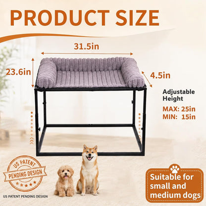 Adjustable Bedside Dog Bed for Medium Dogs, Elevated Co-Sleeper Dog Bed with Reinforced Metal Frame, Thick Supportive Cushion Mattress & Washable Cover, Dog Bedside Sleeper for Dogs & Cats4