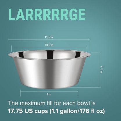 URBUDDIES 1.1 Gallon Extra Large Stainless Steel Dog Water Bowls, 2 Pack2