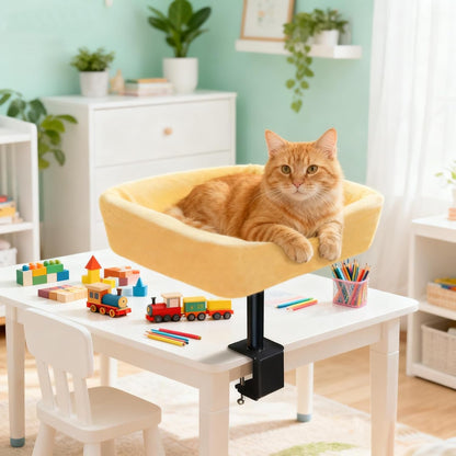 Cat Desk Bed, Sturdy Cats Bed for Desk with Washable Cover, Dual-Sided Breathable Summer & Winter, Comfortable Soft Pet Nest Bed with Reinforced Steel Frame, Easy Assembly for Home Office/Study Room5