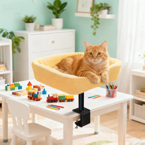 Cat Desk Bed, Sturdy Cats Bed for Desk with Washable Cover, Dual-Sided Breathable Summer & Winter, Comfortable Soft Pet Nest Bed with Reinforced Steel Frame, Easy Assembly for Home Office/Study Room5