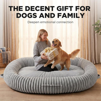 Oversized Human Dog Bed for Large Breed Dogs, 77.5X61.8X9.8 Inch Extra Large Plush Orthopedic Bed with Washable Removable Cover, Non-Slip Bottom, Soft Plush Shared Bed for Bedroom Living Room8