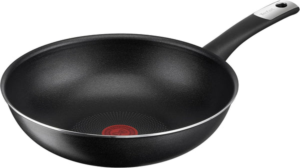 Tefal C38819 Hard Titanium Essential Wok Pan 28 Cm | Non-Stick Coating with Titanium Particles | Thermal Signal Temperature Indicator | Dishwasher Safe | Made in France | Black1