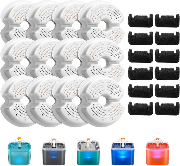 AONBOY Cat Water Fountain Filters, Suitable for AONBOY Pet Fountain F2, Cat Fountain Filters(8 Filters + 8 Sponges)10
