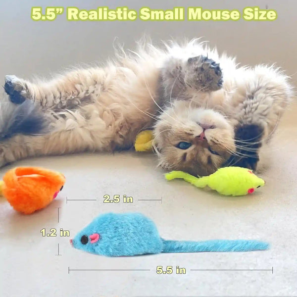 Meohui 12PCS Rattle Cat Mouse Toys Also Prefilled Catnip, 2.36” Mice Body Size, Faux Fur Cat Mice Toys with Plastic Body, Interactive Catnip Toys for Indoor Cats Play Fetch3