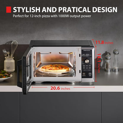 Optichef Pro Air Fryer Combo Countertop Microwave Oven, 1.0 Cu.Ft | Origin Inverter, Chefdefrost, 27 Auto Menus, 10 Power Levels, for Home Kitchen, 1000W, Black Stainless Steel5