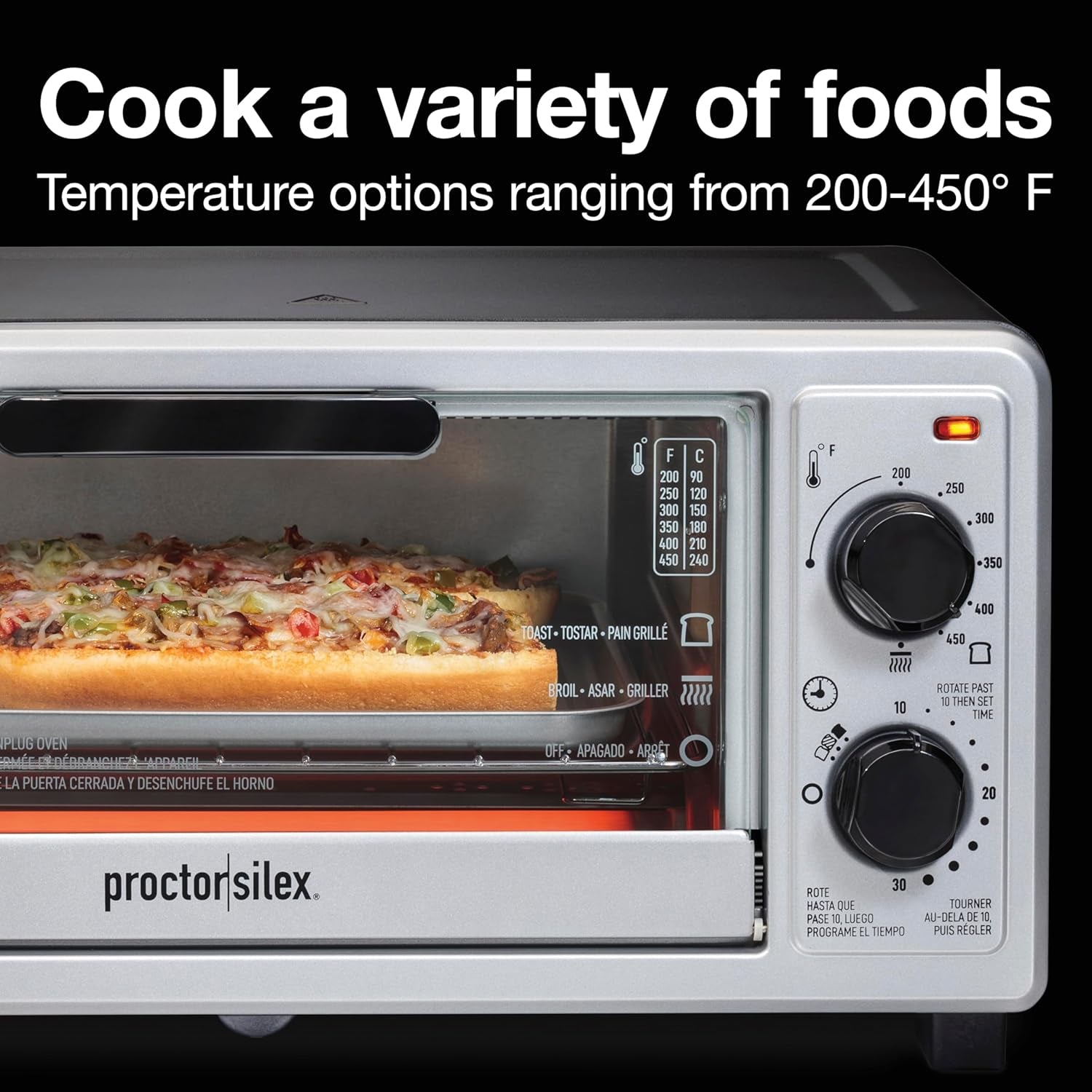4-slice-countertop-toaster-oven-bake-broil-toast-200-450-f-adjustable-temp-30-minute-timer-automatic-shutoff-black-and-silver-31260g