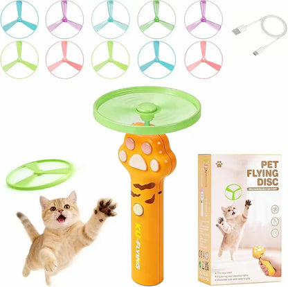 Cat Fetch Toy Launcher with 10 Soft & Flexible Discs, Cat Toys for Indoor Cats, LED Glowing Launcher, Electric Interactive Kitten Toy for Hunting & Exercise, USB Rechargeable9