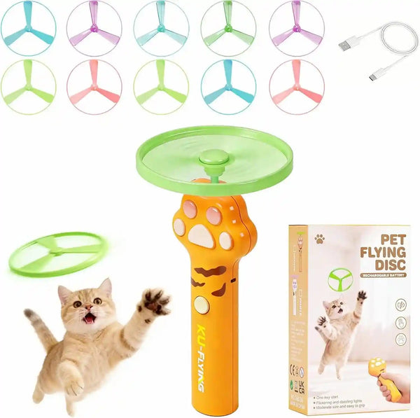 Cat Fetch Toy Launcher with 10 Soft & Flexible Discs, Cat Toys for Indoor Cats, LED Glowing Launcher, Electric Interactive Kitten Toy for Hunting & Exercise, USB Rechargeable9