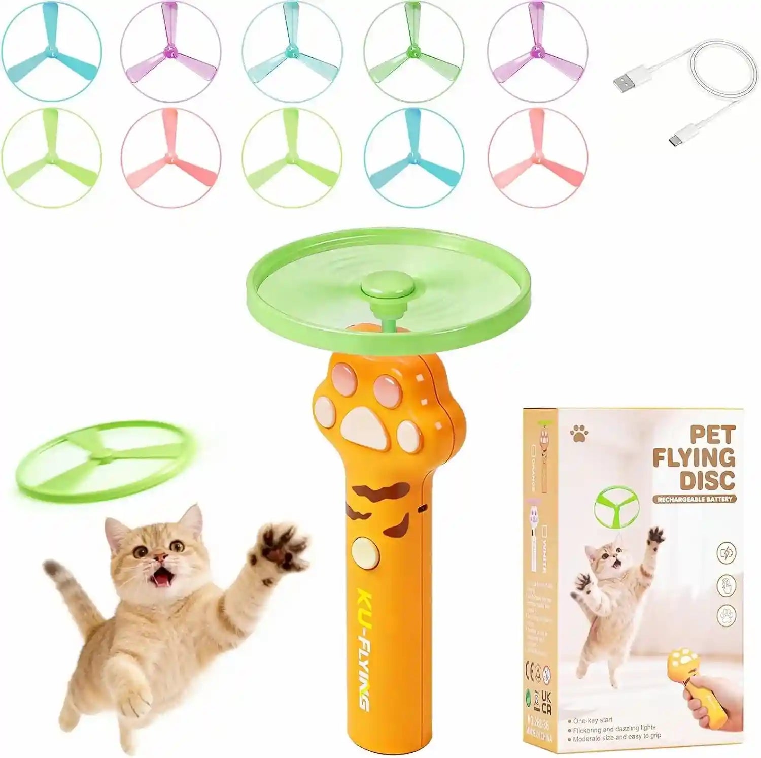 cat-fetch-toy-launcher-with-10-soft-flexible-discs-cat-toys-for-indoor-cats-led-glowing-launcher-electric-interactive-kitten-toy-for-hunting-exercise-usb-rechargeable