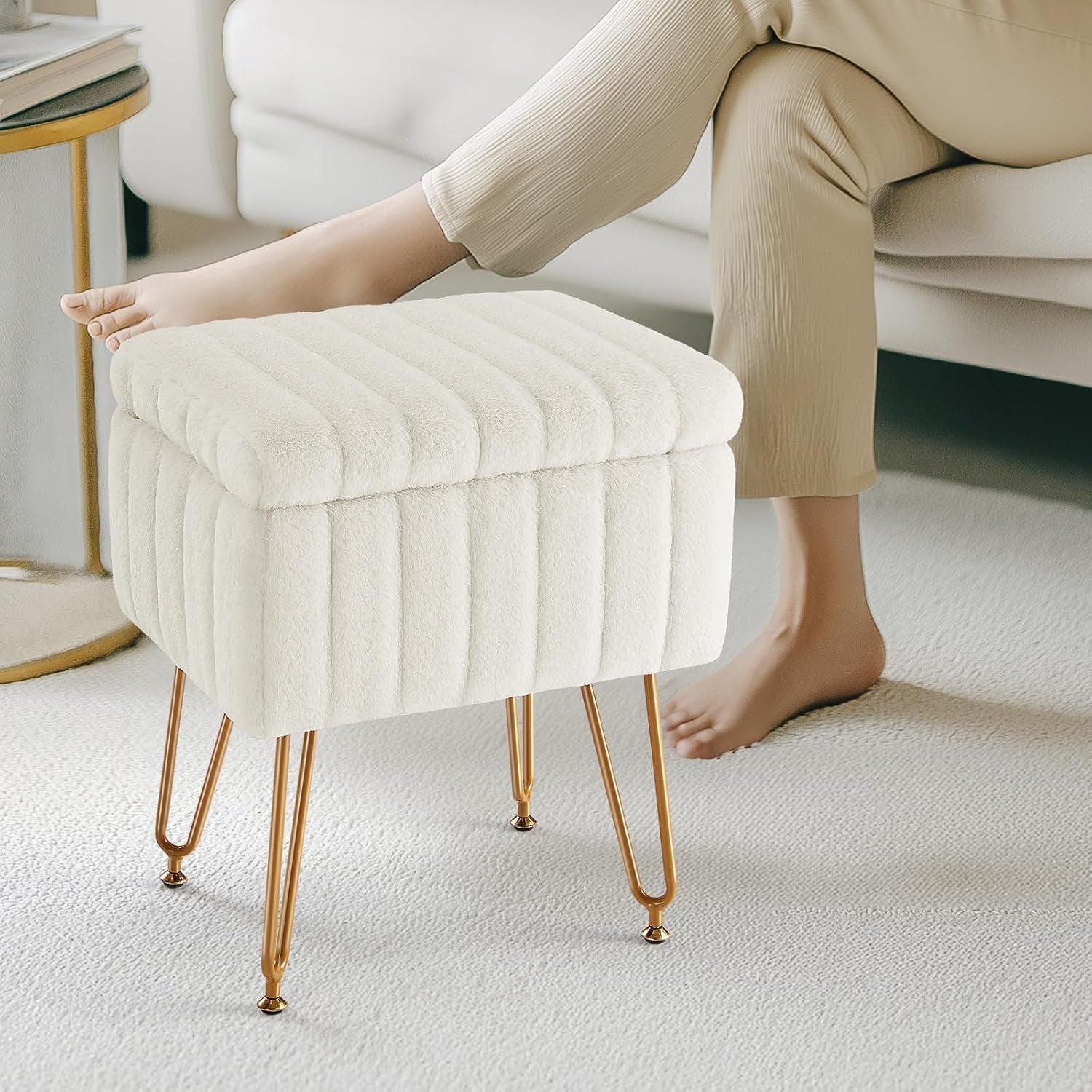 vanity-stool-chair-ottoman-with-storage-makeup-cute-soft-small-footstool-modern-style-faux-fur-seat-with-4-metal-legs-adjustable-feet-for-dressing-living-room-bedroom-dorm