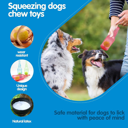 Tennis Ball in Bottle Dog Toy [2025 New Upgrade] Reinforced and Thickened Rubber Bottle Dog Chew Toy with Ball Squeaky Fetch Toy Tough (Blue, Medium)5